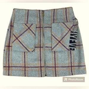 HYFVE Grey/Red/Yellow Front Zip Skirt with Pockets